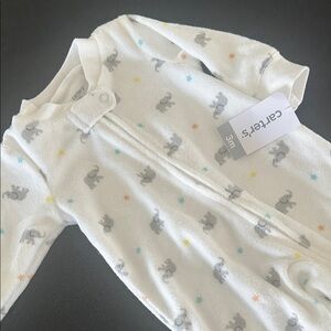 Carter's White and Gray Baby Onesie with Elephant and Star Print